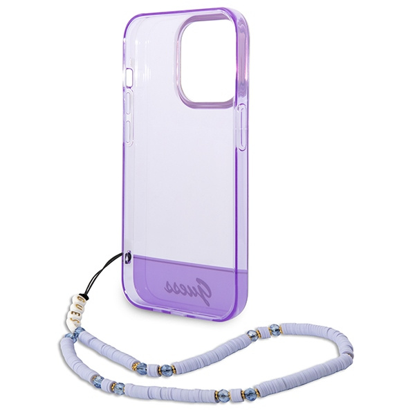Guess GUHCP14XHGCOHU Apple iPhone 14 Pro Max purple hardcase Translucent Pearl Strap
