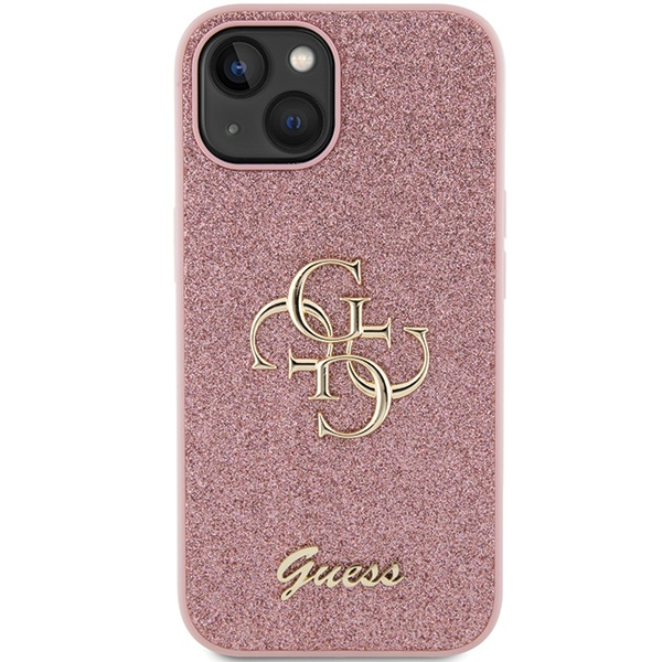 Guess GUHCP15SHG4SGP Apple iPhone 15 hardcase Glitter Script Big 4G pink