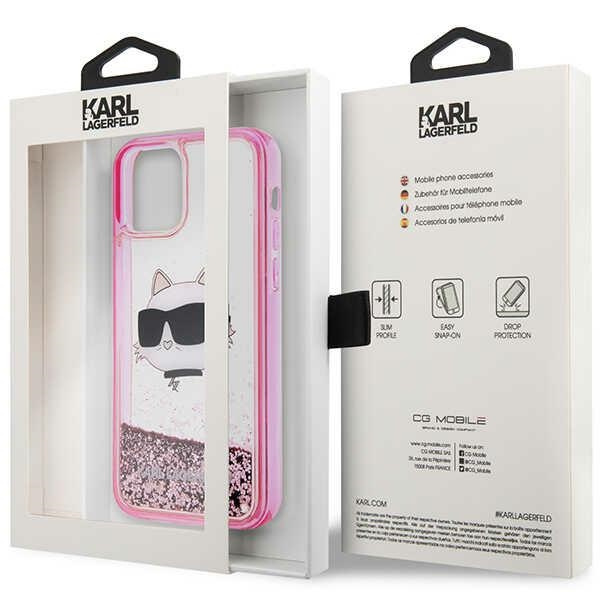 Karl Lagerfeld KLHCP12MLNCHCP Apple iPhone 12/12 Pro pink hardcase Glitter Choupette Head
