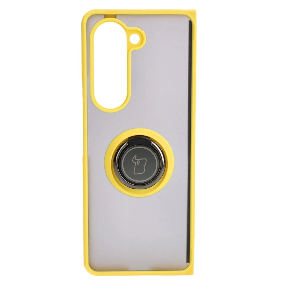 Bizon Case Hybrid Ring Samsung Galaxy Z Fold5 smoky with a yellow frame