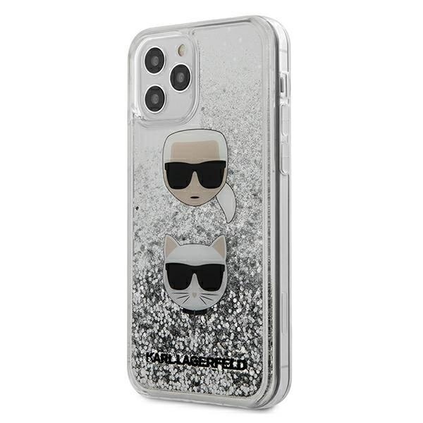 Karl Lagerfeld KLHCP12MKCGLSL Apple iPhone 12/12 Pro silver hardcase Liquid Glitter Karl&Choupette