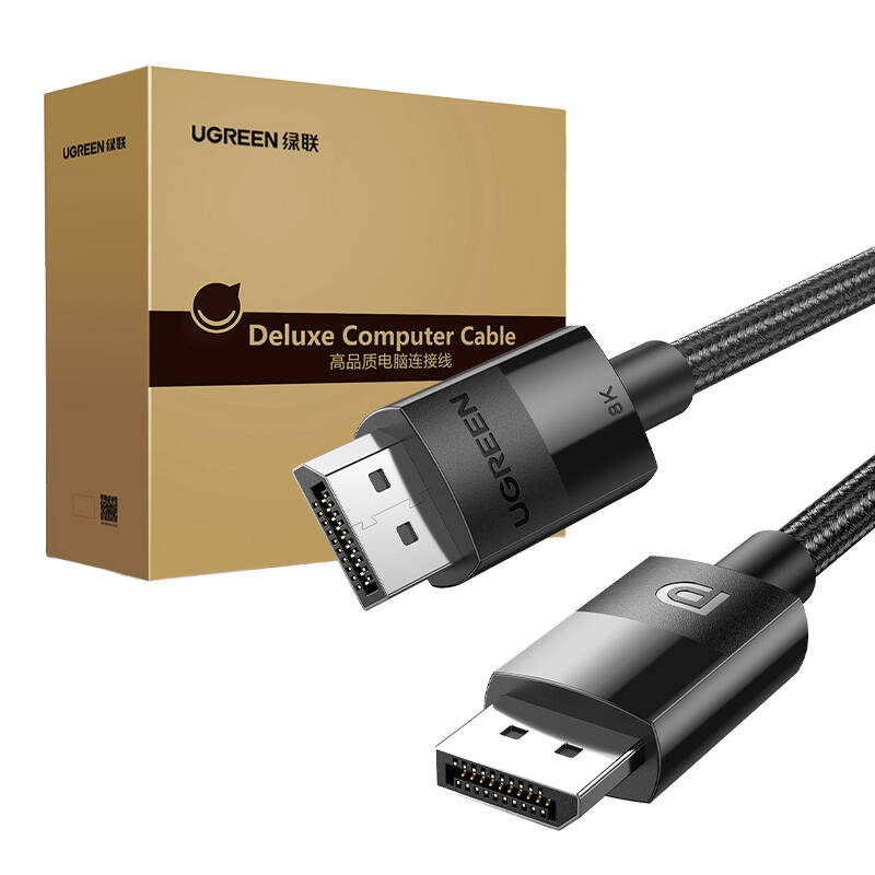 UGREEN 80390 2xDisplayPort 1.4 male-male braided video cable 1m