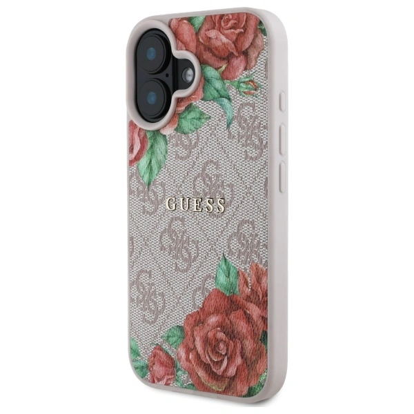 Guess GUHMP16SP4ROPEMCP Apple iPhone 16 hardcase 4G Flowers Print MagSafe pink
