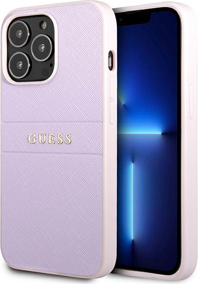 Guess GUHCP13LPSASBPU Apple iPhone 13 Pro purple Saffiano Hot Stamp & Metal Logo