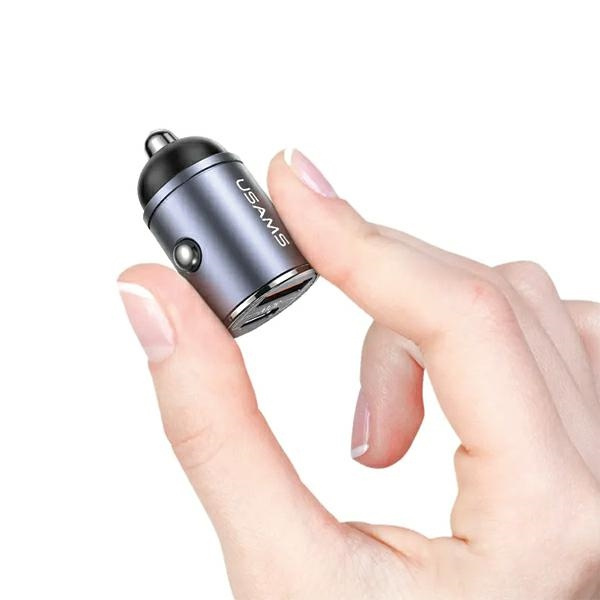 USAMS C38 USB-A, USB-C 30W PD Fast Charge car charger purple