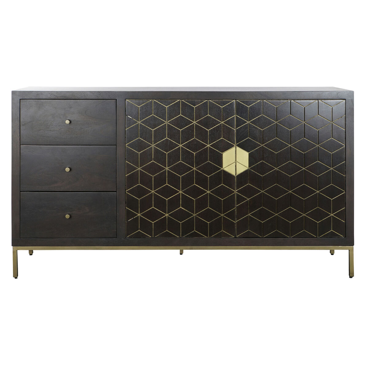 Sideboard DKD Home Decor Black Metal Acacia 160 x 40 x 90 cm