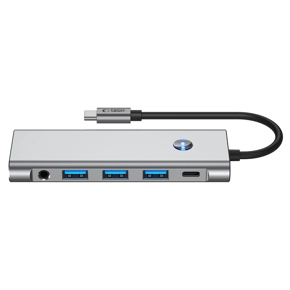 Tech-Protect HB04 HUB Adapter 9in1 USB-C + USB-A 2.0 + USB-A 3.0 + HDMI 4K60Hz + SD/TF + PD 100W + Jack 3.5mm Space Grey