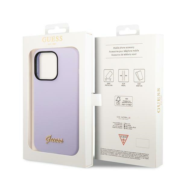 Guess GUHCP14XSLSMU Apple iPhone 14 Pro Max purple hard case Silicone Vintage Gold Logo