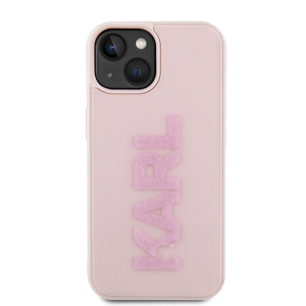 Karl Lagerfeld KLHCP15S3DMBKCP Apple iPhone 15 hardcase 3D Rubber Glitter Logo pink