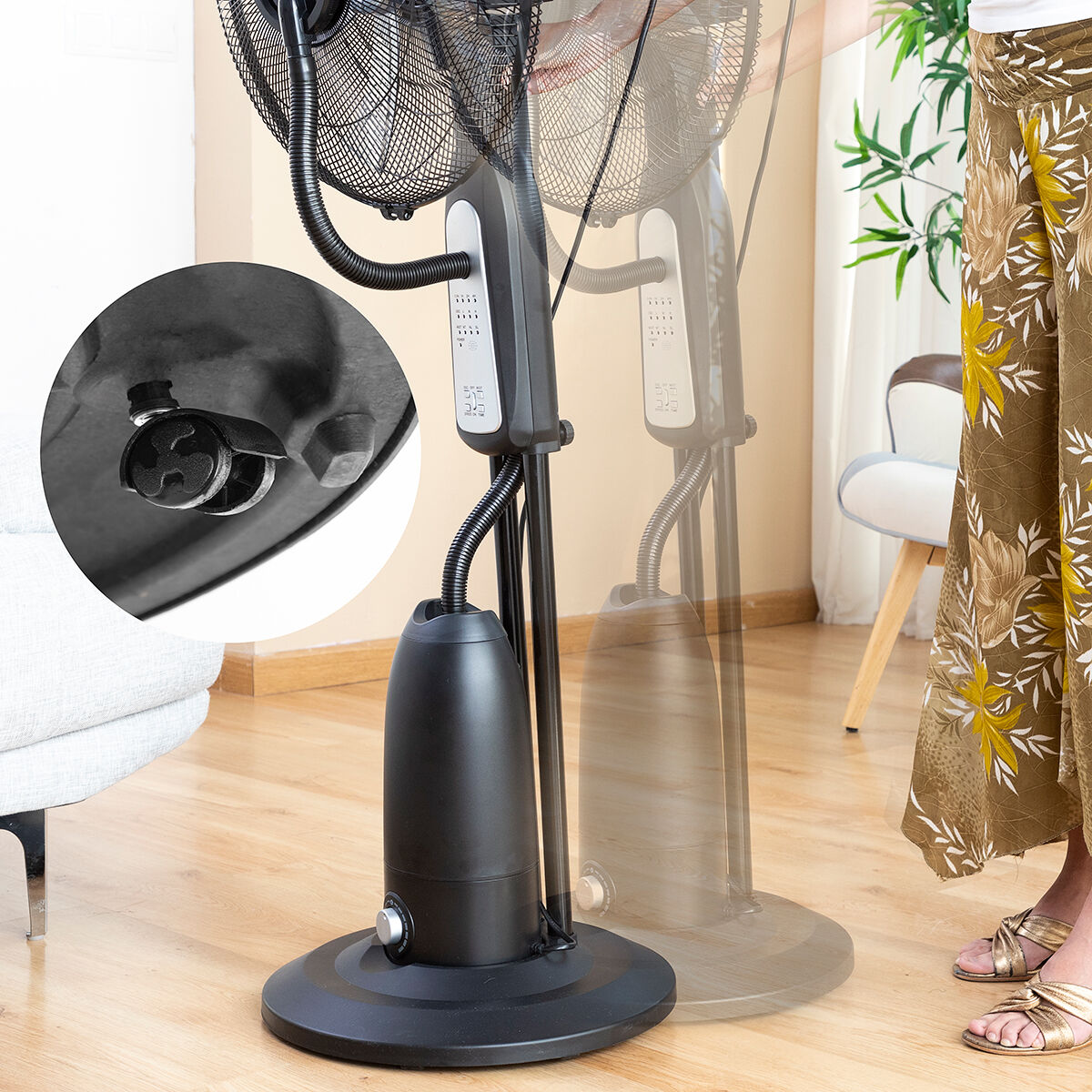 Nebuliser Pedestal Fan with Remote Control InnovaGoods Mistinn Black 90 W 2,8 L Nebuliser Pedestal Fan with Remote Control InnovaGoods Mistinn Black 90 W 2,8 L