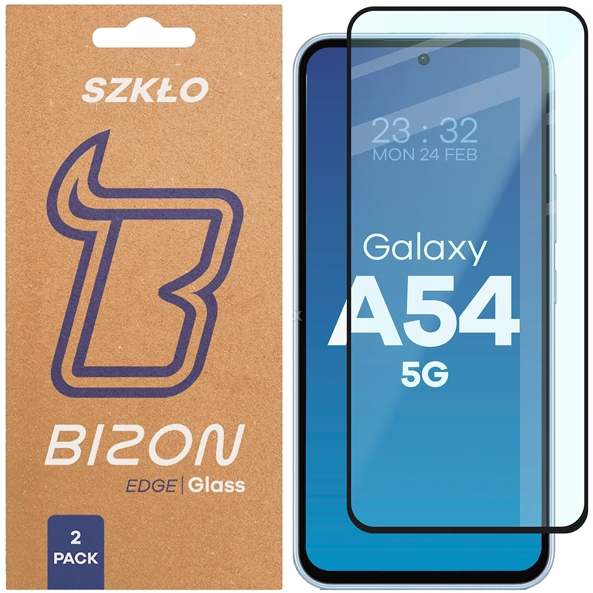 Szkło hartowane Bizon Glass Edge Duo do Samsung Galaxy A54 5G czarna ramka [2 PACK]