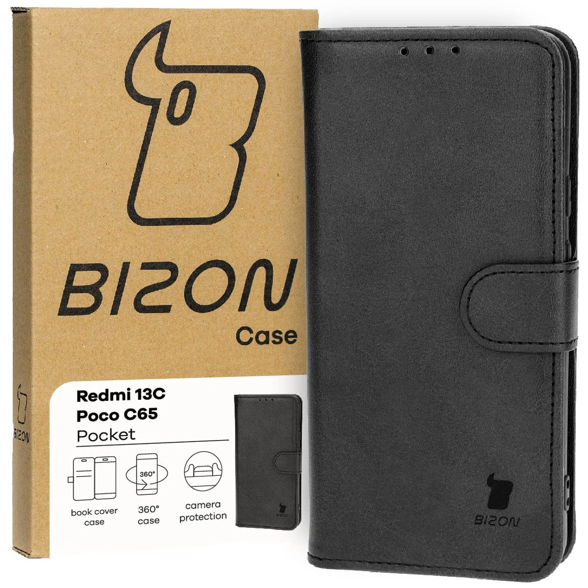 Bizon Case Pocket Xiaomi Redmi 13C / Xiaomi Poco C65 black