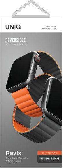 UNIQ Revix strap Apple Watch 4/5/6/7/SE/8/9/Ultra 44/45/49mm Reversible Magnetic grey-orange