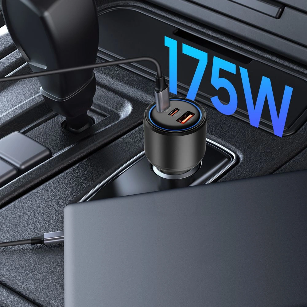 Tech-Protect CC04 3-port Car Charger USB-A, 2xUSB-C PD 175W Black