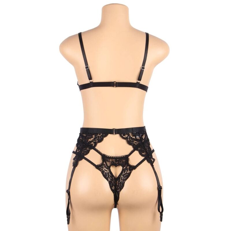 SUBBLIME SET - THREE PIECES SET BRA+ GARTER BELT + THONG L/XL