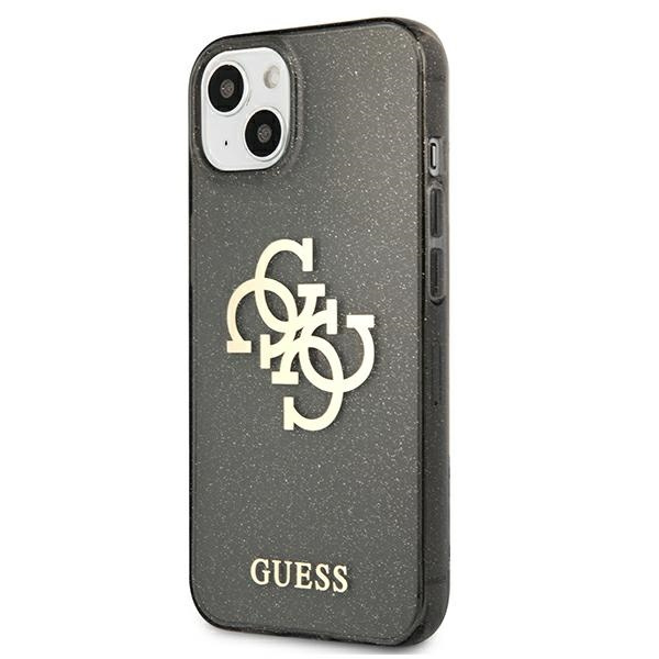 Guess GUHCP13SPCUGL4GBK Apple iPhone 13 mini black hard case Glitter 4G Big Logo