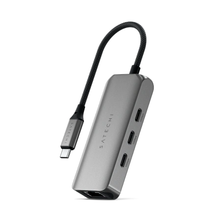 Adapter Satechi 4w1 USB-C / 3xUSB-C 3.2 gen2 10Gbps, 2.5 Gigabit Ethernet (space gray)