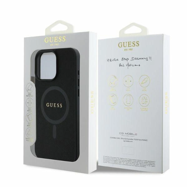 Case Guess GUHMP16LPSAHMCK Apple iPhone 16 Pro hardcase Saffiano Classic Logo MagSafe black