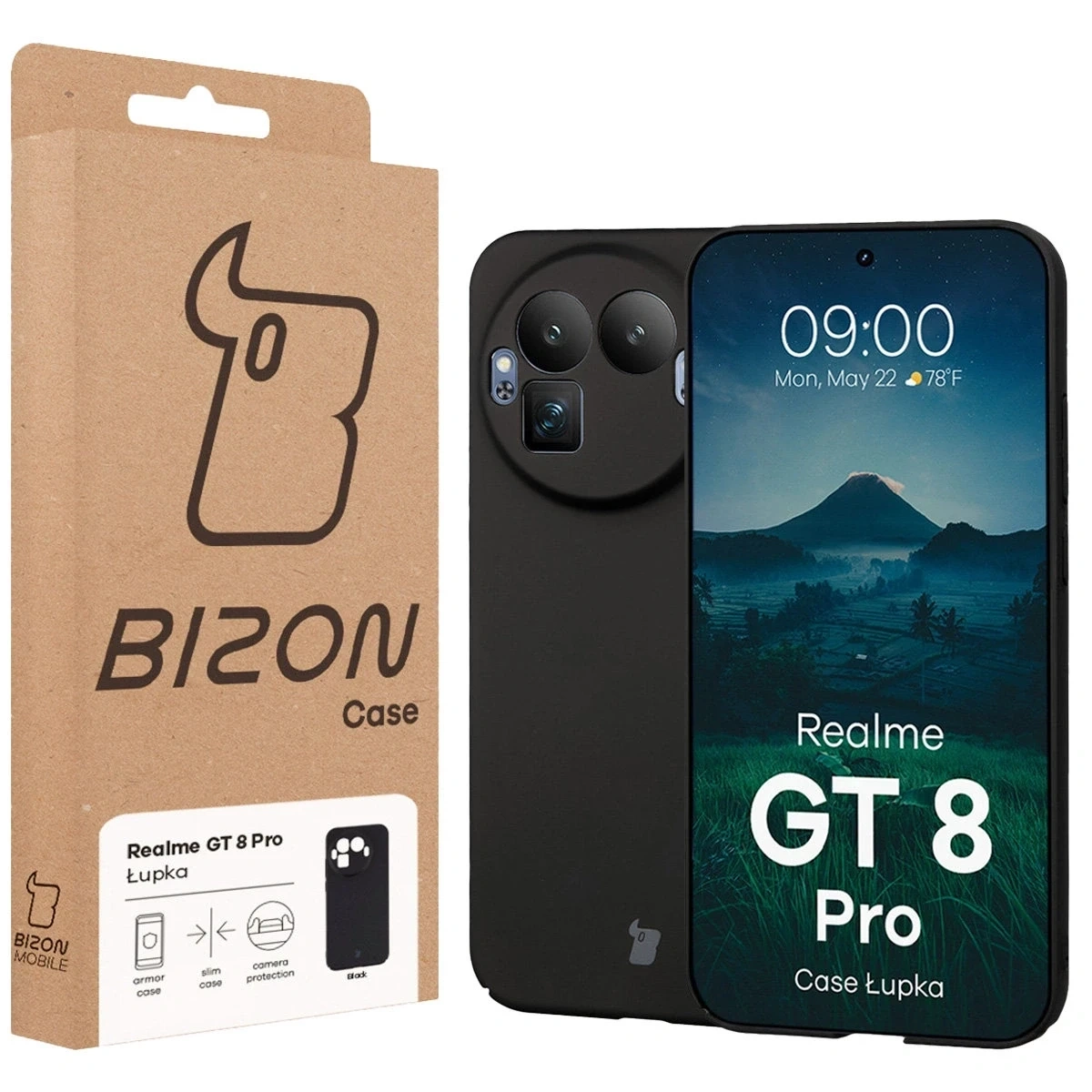 Etui Bizon Case Łupka do Realme GT 8 Pro czarne