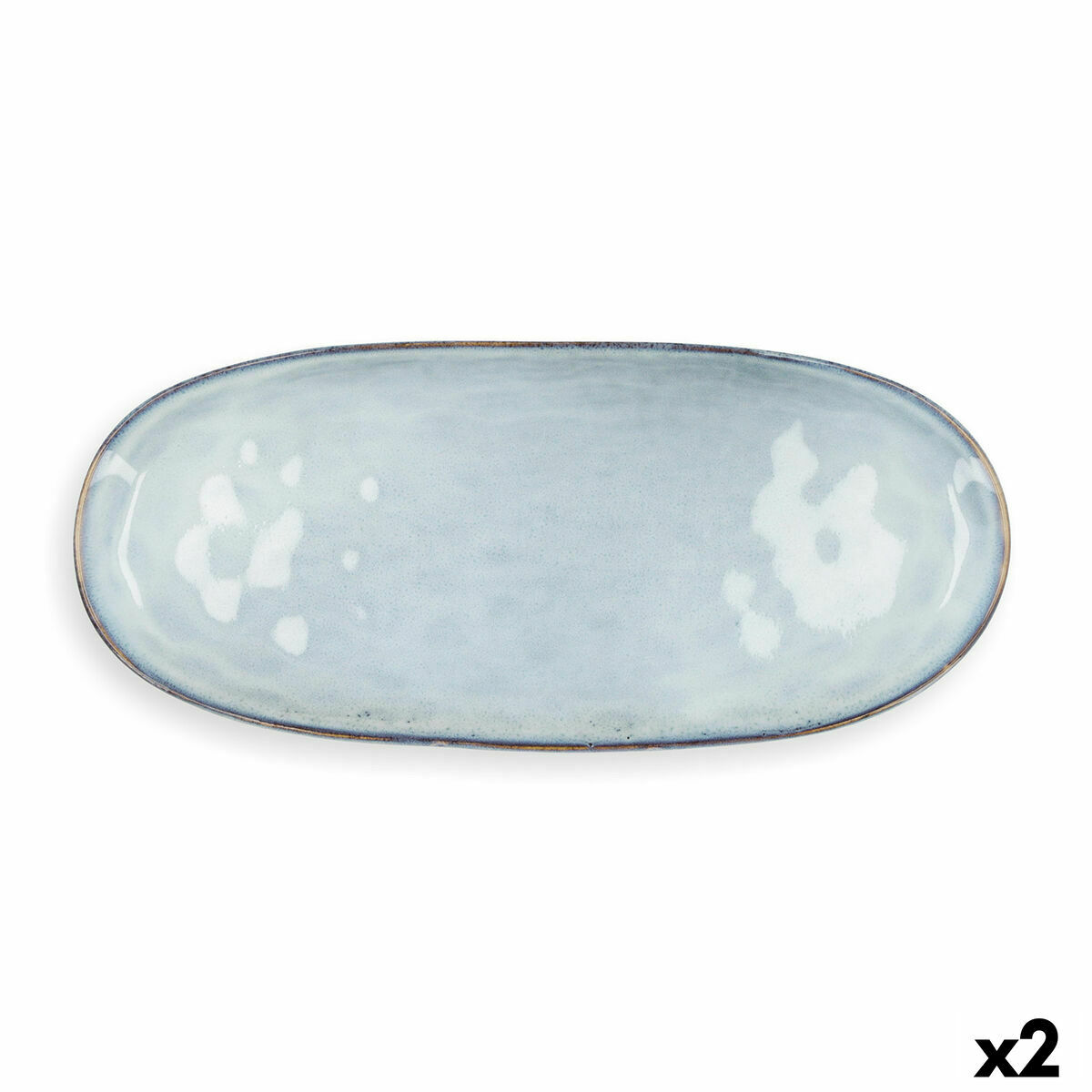 Serving Platter Quid Boreal Ceramic Blue (36 x 16 cm) (Pack 2x)