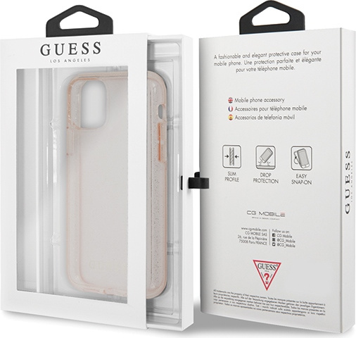 Guess GUHCN65PCGLPI Apple iPhone 11 Pro Max pink hard case Glitter