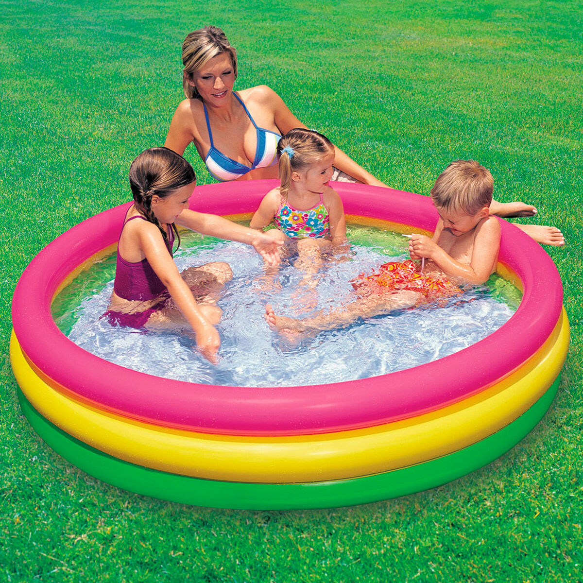 Inflatable Paddling Pool for Children Intex Sunset Rings 114 x 25 x 114 cm 131 L (6 Units)