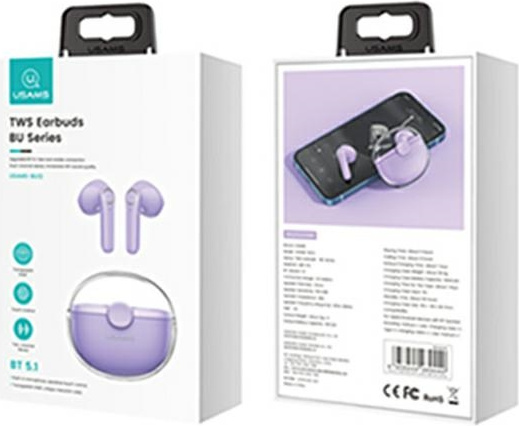 USAMS Earphones Bluetooth 5.1 TWS BU series purple BHUBU02