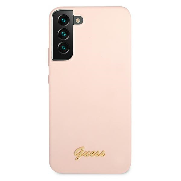 Guess GUHCS22MLSLMGPP Samsung Galaxy S22+ Plus pink hardcase Silicone Script Metal Logo