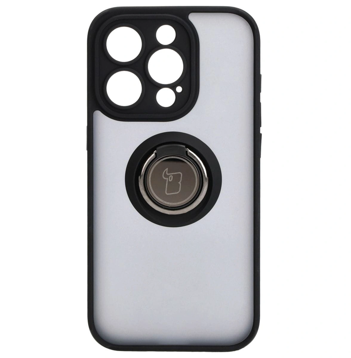 Bizon Case Hybrid Ring Apple iPhone 15 Pro smoky with a black frame