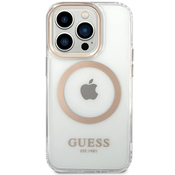 Guess GUHMP15LHTRMD Apple iPhone 15 Pro hardcase Metal Outline Magsafe gold