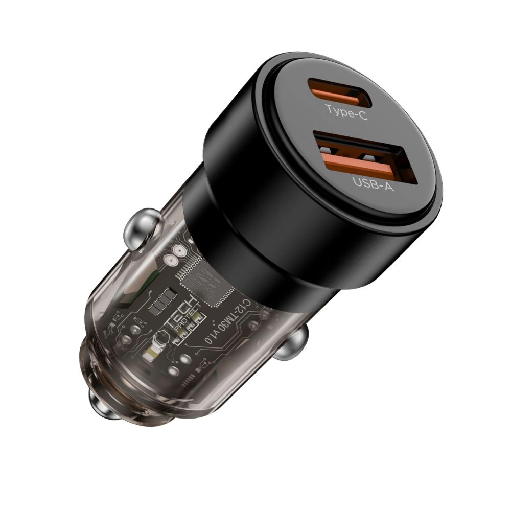 Tech-Protect CC03 2-port Car Charger USB-A, USB-C PD 75W Black