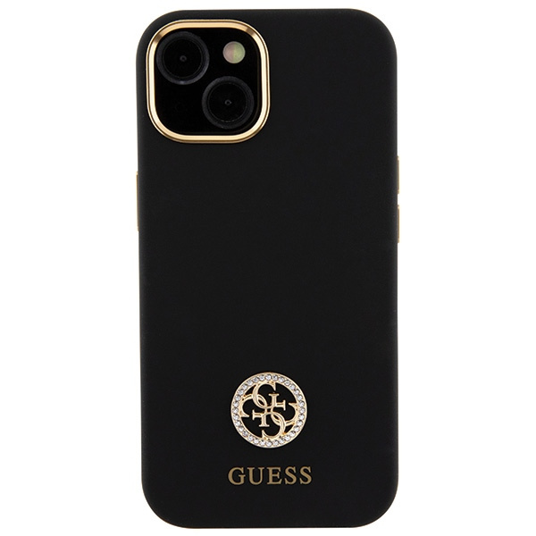 Guess GUHCP15SM4DGPK Apple iPhone 15 hardcase Silicone Logo Strass 4G black