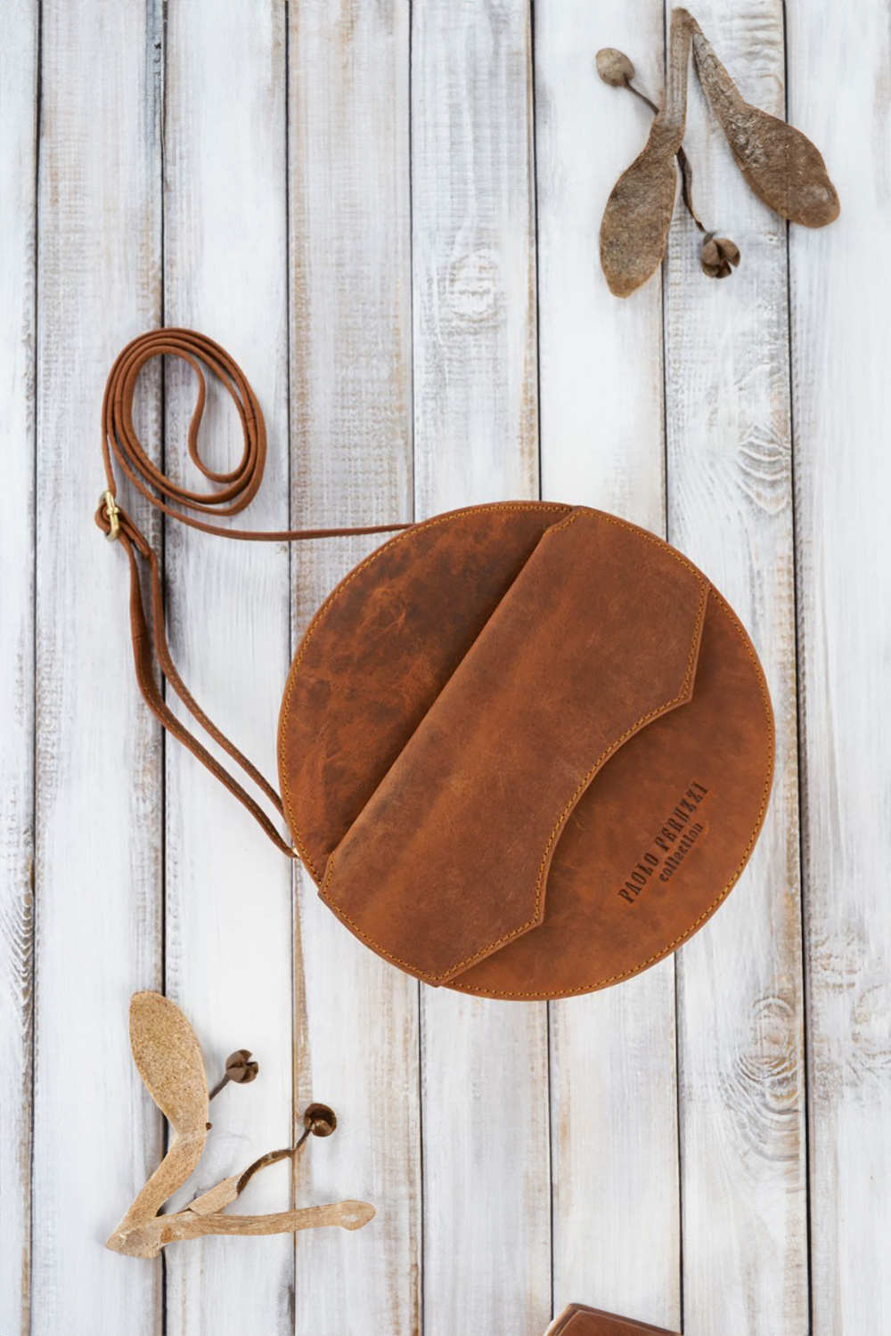  Natural leather bag model 191522 Galanter  orange