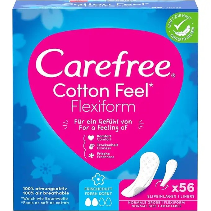 CAREFREE Cotton Feel Flexiform Wkładki higieniczne 1op.- 56 sztuk
