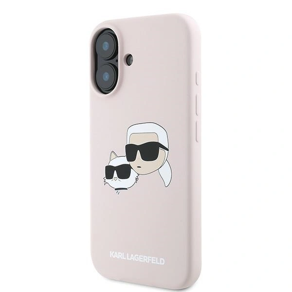 Etui Karl Lagerfeld KLHMP16MSKCHPPLP Apple iPhone 16 Plus hardcase Silicone Double Heads Print MagSafe różowy