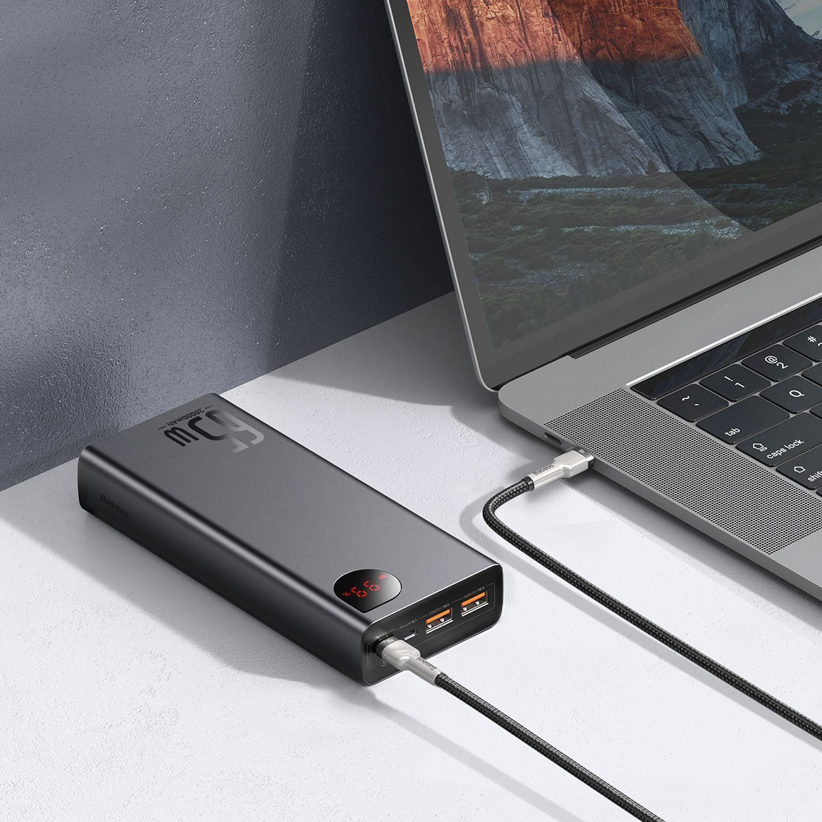 PowerBank Baseus Adaman Metal 20000mAh, PD, QC 3.0, 65W, 2xUSB + USB-C + micro USB, (black)