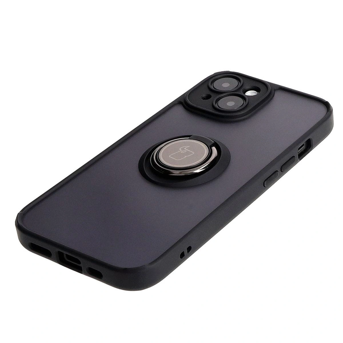 Bizon Case Hybrid Ring Apple iPhone 15 smoky with a black frame