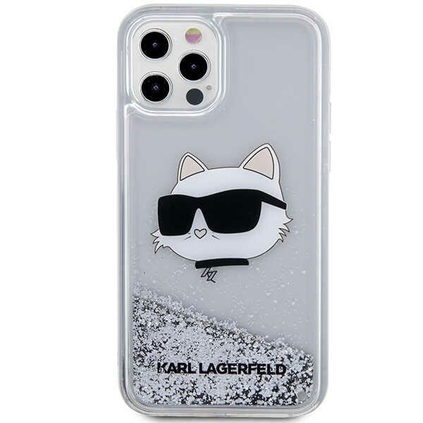 Karl Lagerfeld KLHCP12MLNCHCS Apple iPhone 12/12 Pro silver hardcase Glitter Choupette Head