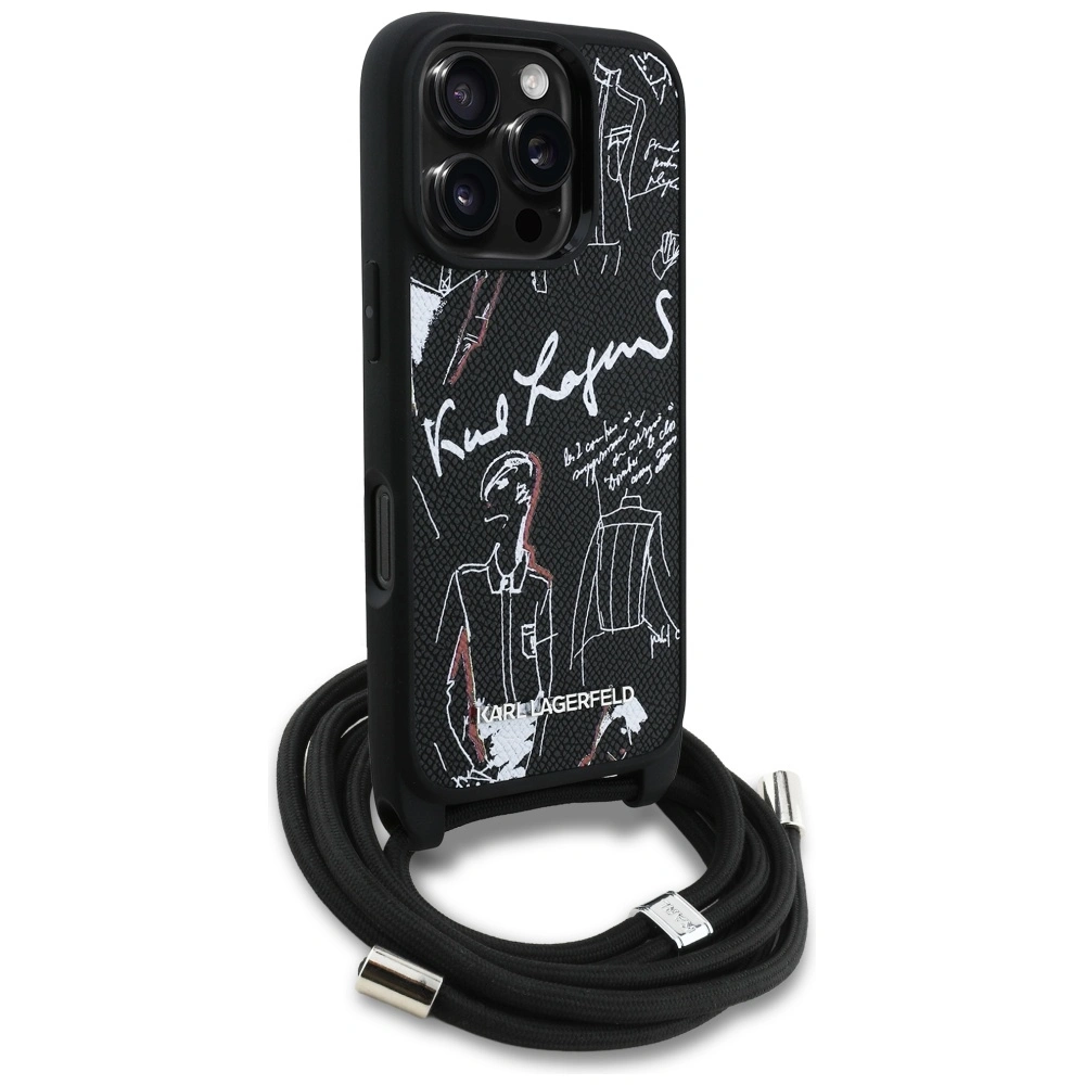 Etui Karl Lagerfeld Crossbody Grained Pattern & Logo do Apple iPhone 16 Pro czarny