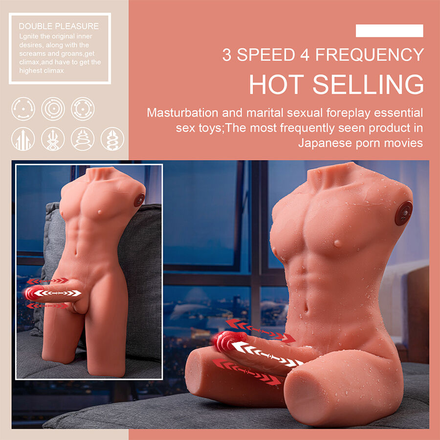 XISE - JASON HALF BODY REALISTIC MALE TORSO WITH THRUSTING AND VIBRATION 55 CM XISE - JASON HALF BODY REALISTIC MALE TORSO WITH THRUSTING AND VIBRATION 55 CM