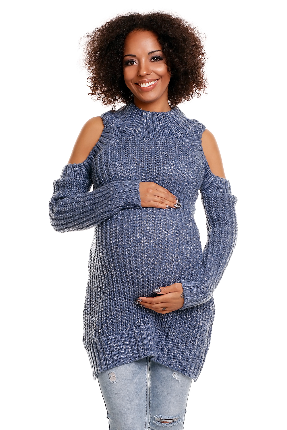  Pregnancy sweater model 84340 PeeKaBoo  blue