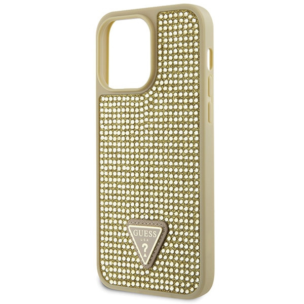 Guess GUHCP14XHDGTPD Apple iPhone 14 Pro Max gold hardcase Rhinestone Triangle