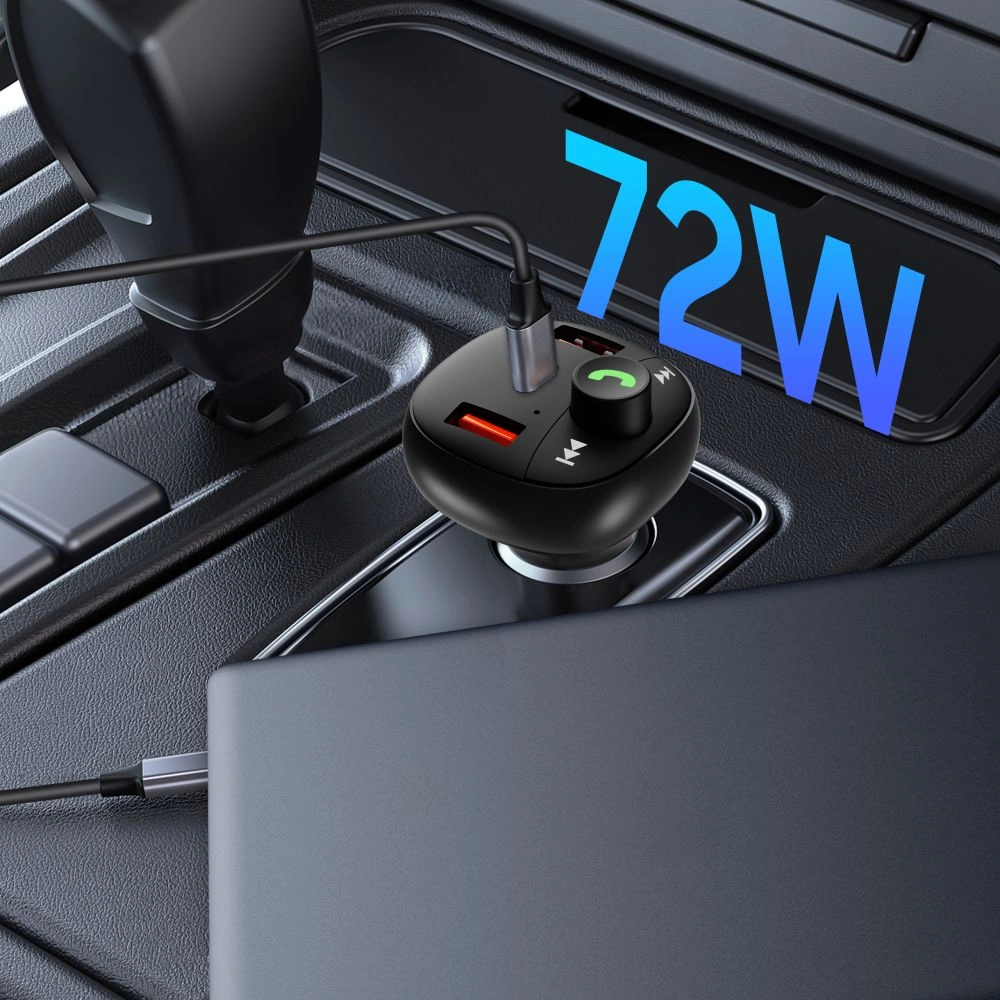 Tech-Protect CC06 3-port Car Charger 2xUSB-A, USB-C PD 72W + Transmiter FM Bluetooth Black