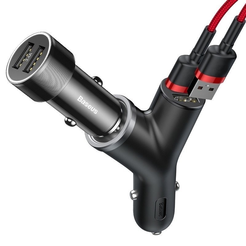 Car Charger Baseus Y Type 2xUSB 3,4A 40W Black