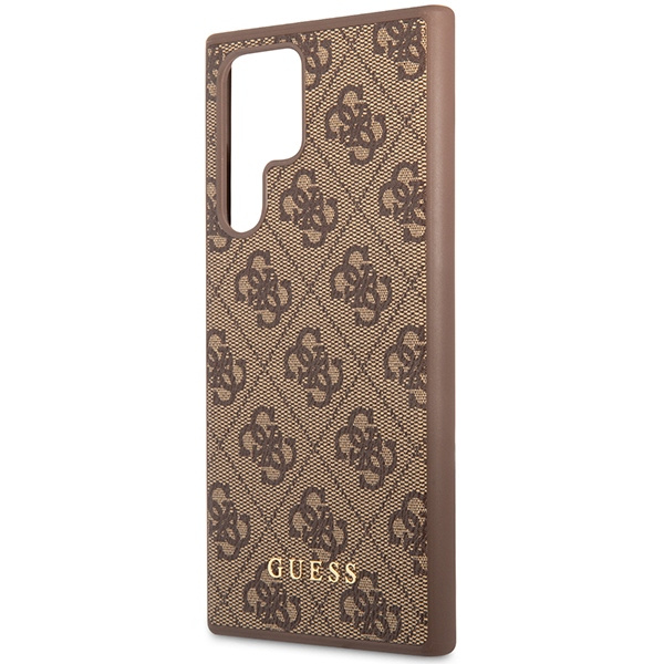 Guess GUHCS23LG4GFBR Samsung Galaxy S23 Ultra brown hard case 4G Metal Gold Logo