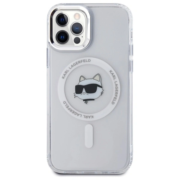 Karl Lagerfeld KLHMP12MHLSCHH Apple iPhone 12 / 12 Pro hardcase IML Metal Choupette Head MagSafe white