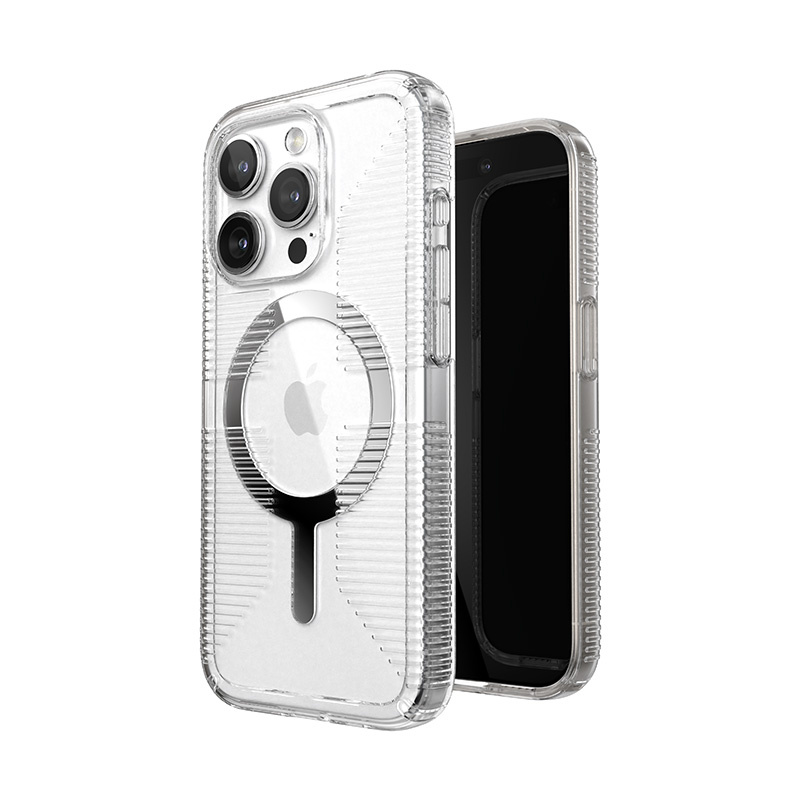 Speck Gemshell Grip MagSafe Apple iPhone 15 Pro (Clear/Chrome Finish)