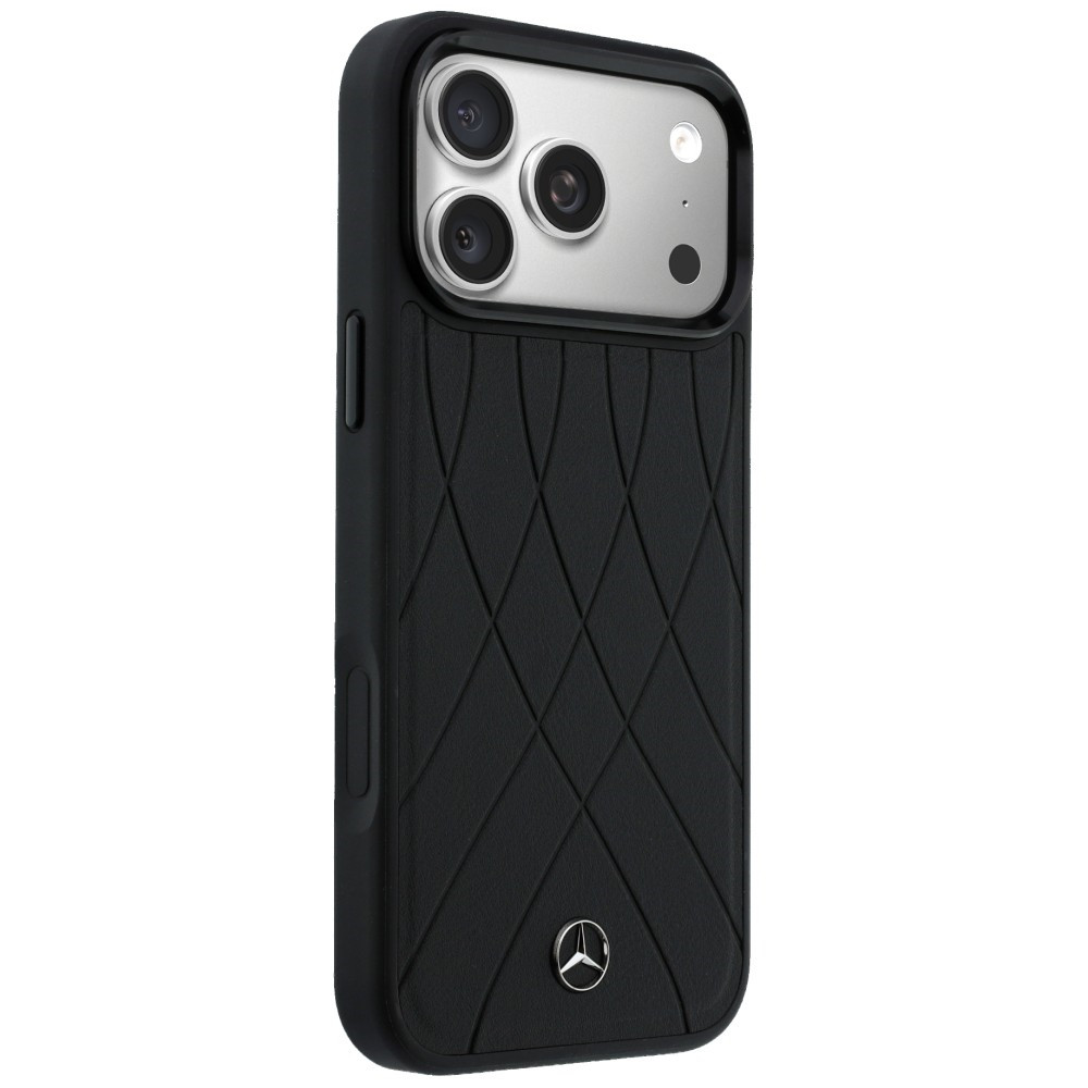 Etui Mercedes Leather with Crossed Lines MagSafe do Apple iPhone 17 Pro czarny