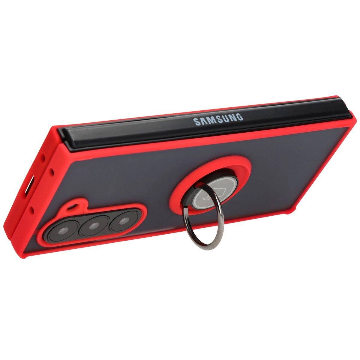 Bizon Case Hybrid Ring Samsung Galaxy Z Fold6 smoky with a red frame