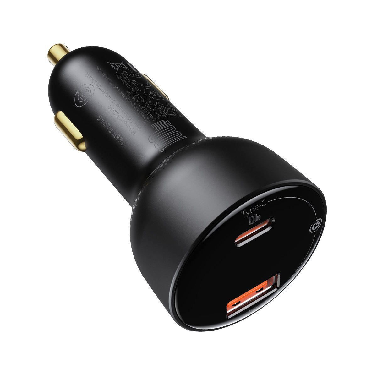 Baseus Superme Car charger, USB, USB-C, 100W + USB-C cable (black)